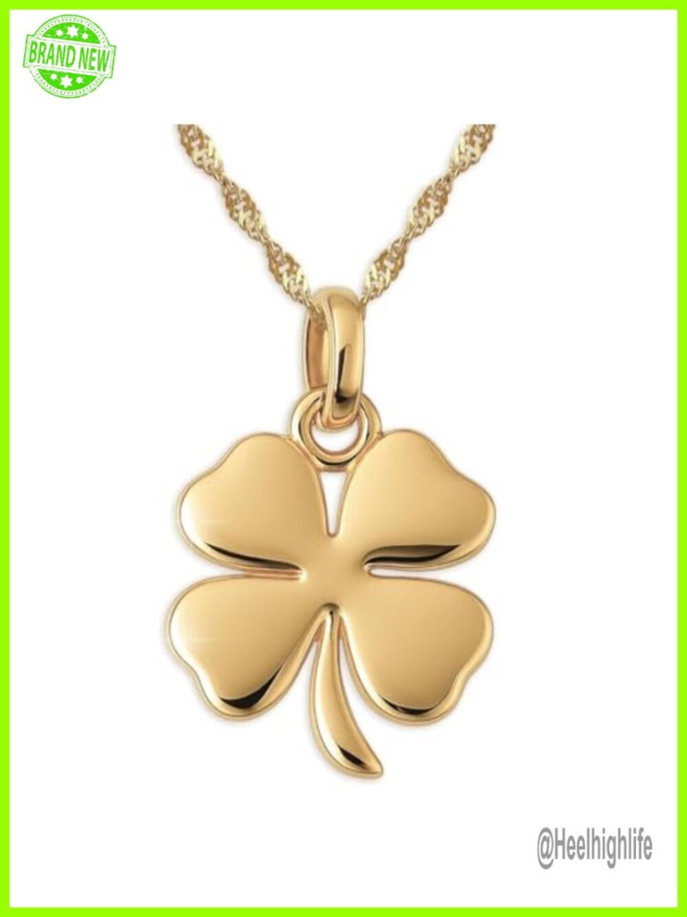 925 Sterling Silver Four Leaf Clover Necklace Shamrock Pendant 20in Chain